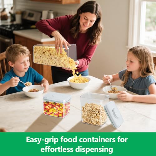 3 Pack Pasta Sugar Storage Containers with Pop (1.26+2.11+3.48Qt-Rectangle)