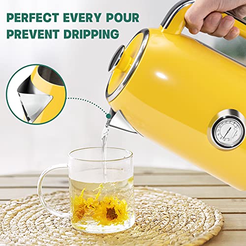 57oz Electric Kettle with Thermometer (Retro Yellow)