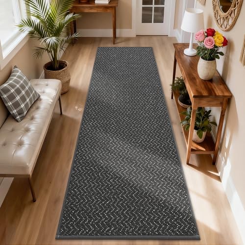 Dirt Trapper Door Mat 17"x71" Non Slip Washable Dark Grey (Dark Grey / 17inx71in)