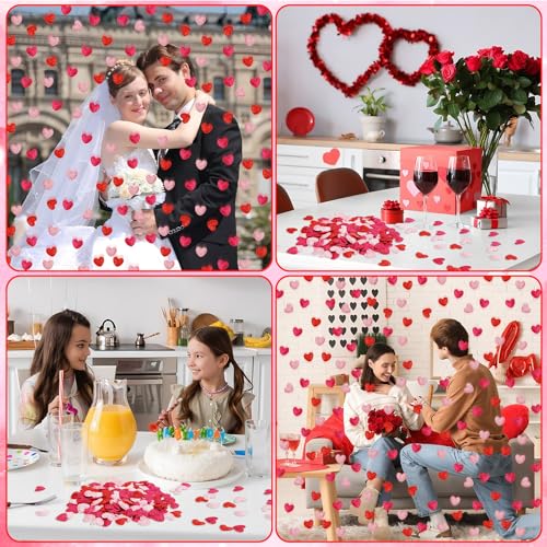 500 Pcs Red Rose Pink Valentine's Day Confetti Glitter Decor (Rose Red Pink)