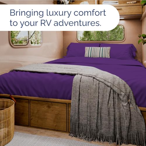 Short Queen Size 4 Piece Bed Sheet Set (36 - Purple / Short Queen)