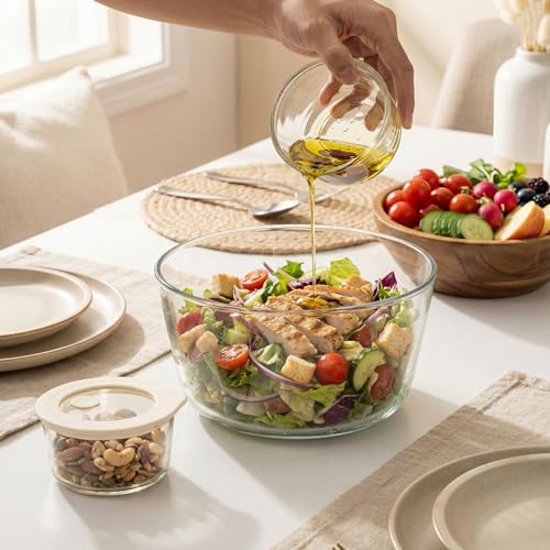 Glass Food Container Set with Glass Lid (White Sand - 3RD)