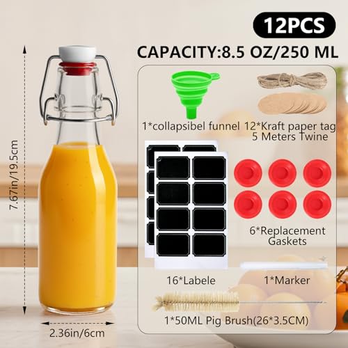 12pack 8.5oz Swing Top Glass Bottles with Airtight Lids for Vanilla (8.5 oz 12 pack)