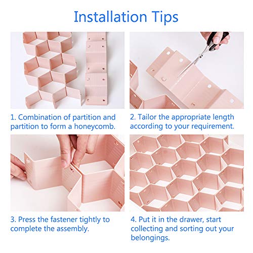 Drawer Divider Organizer Adjustable DIY Grid Honeycomb Drawer Divider for Underwear Belt Scarf Socks Gray (Grey)