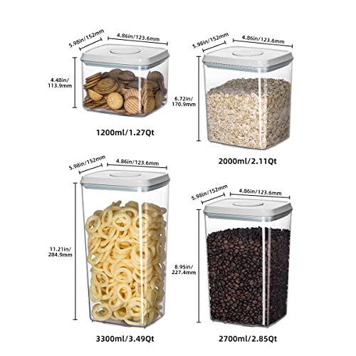 8 Piece Set of Pop Airtight Food Storage Containers with Lids Stackable Containers for Kitchen Pantry Organization Ideal for Cereal Snacks Flour Sugar Coffee and Spaghetti (8 Pcs Set)