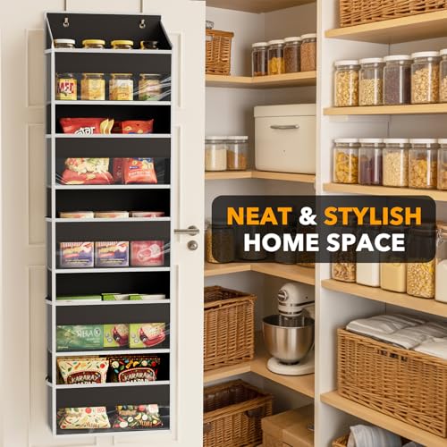 2 Pack Over The Door Organizer with 5 Large Pockets and 10 Mesh Side Pockets (2 Pack / Black)