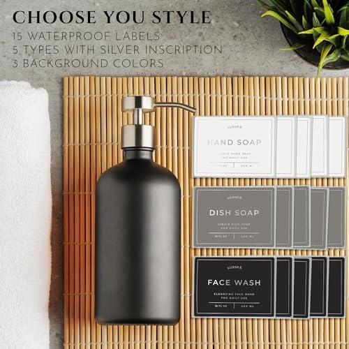Glass Soap Dispenser Set of 2 (Black/Silver)