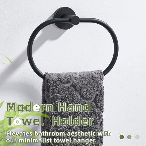 Matte Black Oval Towel Ring for Bathroom Kitchen (Matte Black)