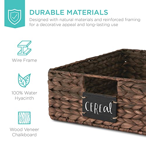 Set of 4 16x12in Large Water Hyacinth Pantry Baskets (12x16x5in / Brown)