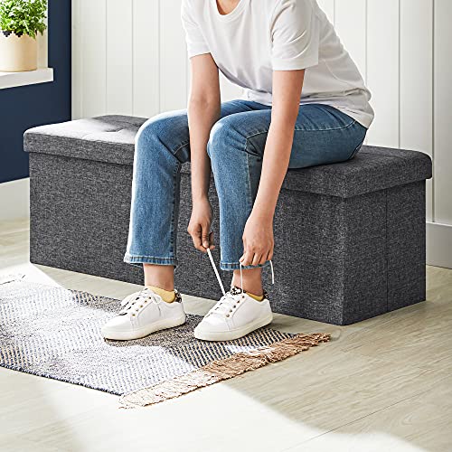 43.3 Inches Storage Ottoman (Dark Gray / 15"D x 43"W x 15"H (with Flipping Lid))