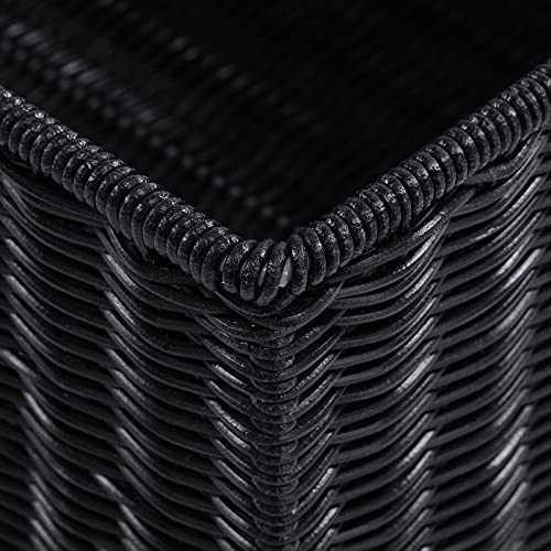 Wicker Storage Baskets for Organizing (13 x 13 x 7.5 inches / Black)