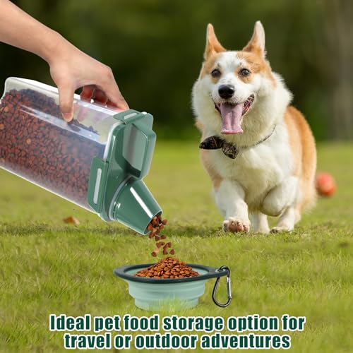 3 Lbs Pet Dog Food Storage Container for Bird Seed Rice Flour (Pine Green-3L)