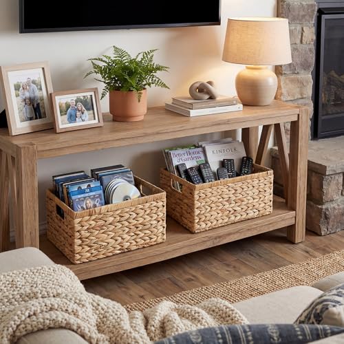 Wicker Storage Baskets for Shelves (Natural (Water Hyacinth) / 13"L x 8¼"W x 7"H)