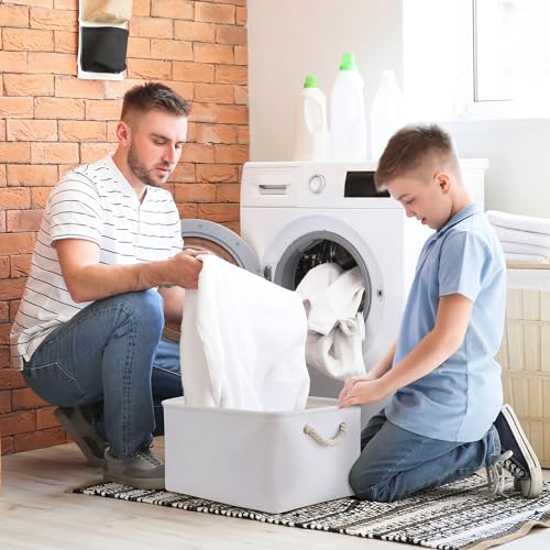 Fabric Storage Bin (White Color / Large - 15.7Lx11.8Wx8.3H)