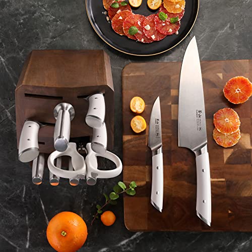 HELENA Series German Steel Forged Knife Block Set (12-Piece / White)
