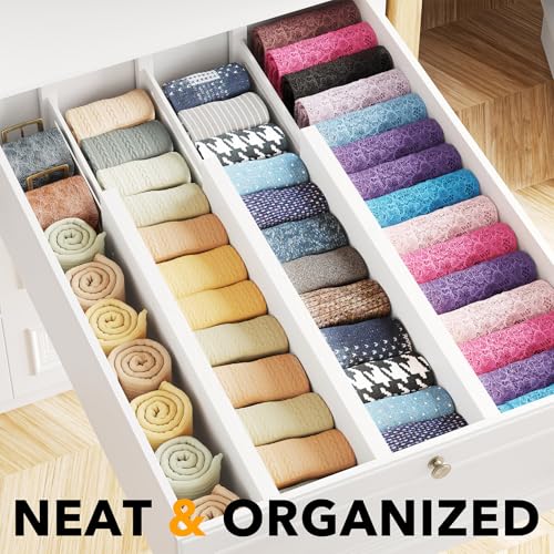 Bamboo Dresser Drawer Dividers 6 Pack (4.65''H, 17''-22''L / WHITE)