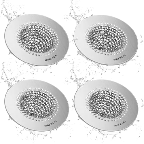 4 Pack Reversible Kitchen Sink Drain Strainer (Silver)