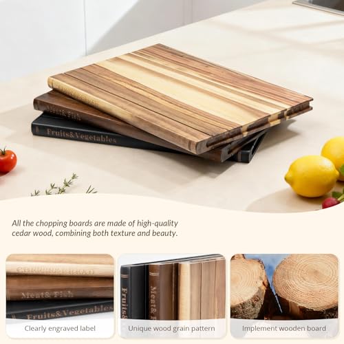 Book Cutting Board Set with Stand (13.8"L x 13.8"W)