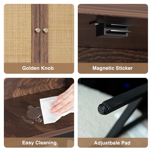 Rattan Toilet Storage Cabinet (Brown)