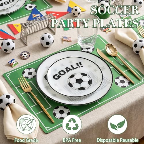 20 White Plastic Soccer Plates (20 Pieces / White)