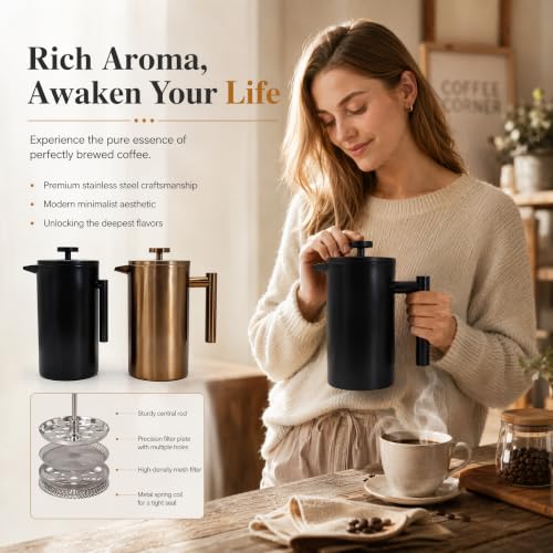 34oz French Press Coffee Maker (Coppery)