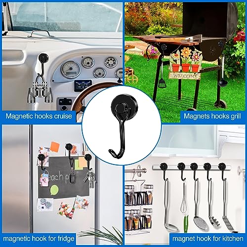 Magnetic Hooks Magnet Hook for Cruise Cabins Fridge 40LBS 6Pack (Black / 0.79in)