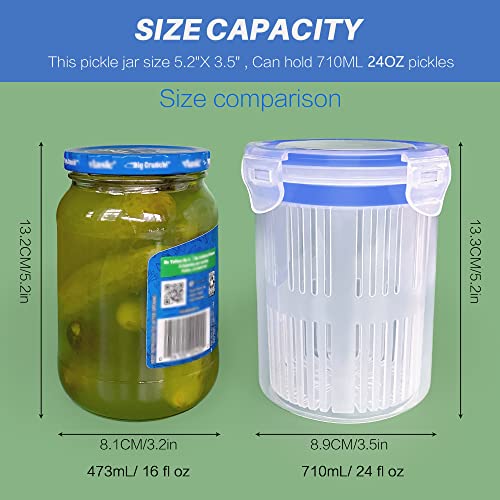 Pickle Jar 24 oz pickle container with strainer Pickle Holder Keeper Lifter (1PACK)