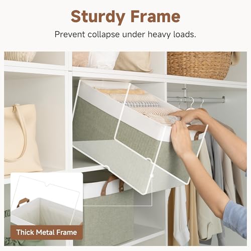 Closet Storage Bins (Green and White / 19" L x 13 ¼" W x 11" H)