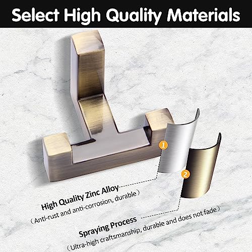 5 Pack Heavy Duty Coat Hook Wall Mount with Screw Retro Double Coat Hook Utility Hook for Coats (Brown)