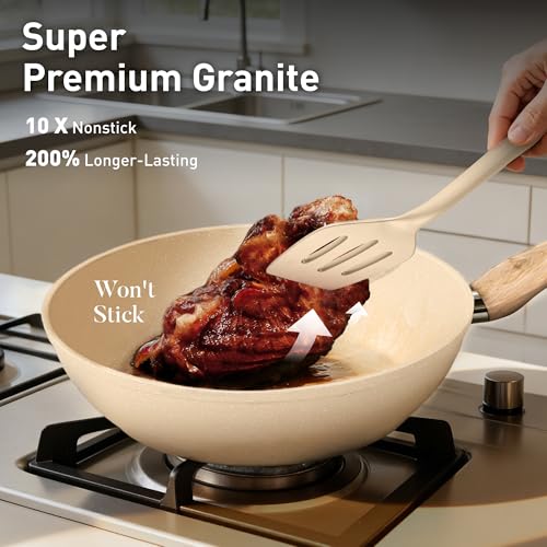 Kitchen Pots and Pans Set (Cream White / 12 Pcs Cookware Set)