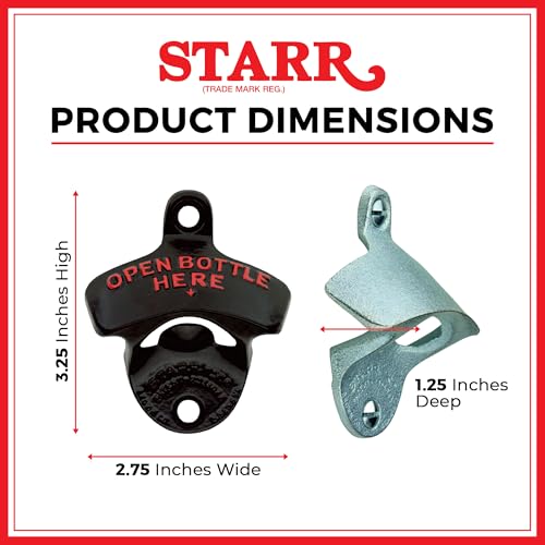 Original Black Open Here Wall Mounted Bottle Opener (Black)