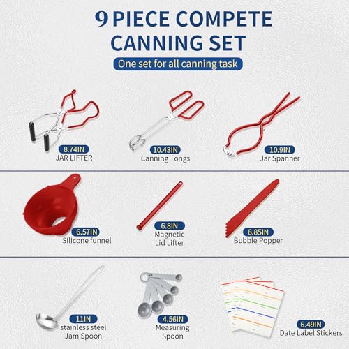 Canning Supplies Starter Kit (9-Pcs Set / Red)