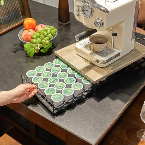 Wooden Coffee Pod Holder for K (35 Pods K Cup / Greige)