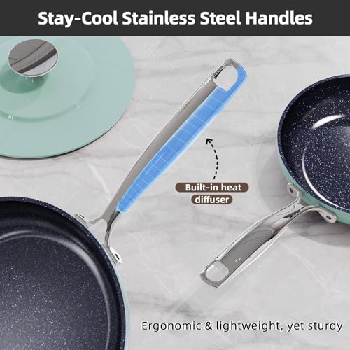 Lux 13pc Forged Lightweight Nonstick Ceramic Cookware Set (Mint Green)