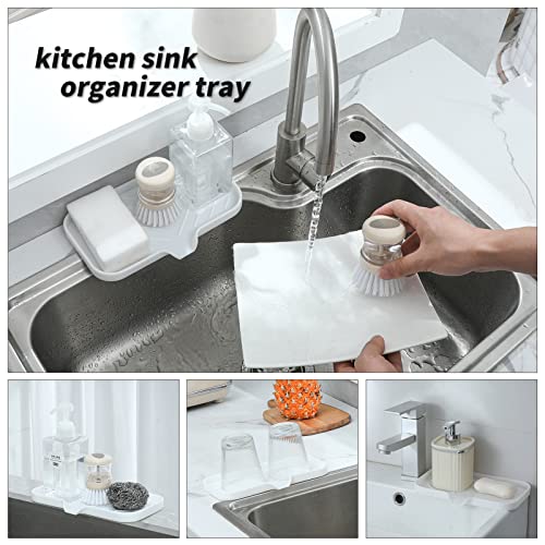 Silicone Soap Dish with Drain Spout (White / M(9.6"×5.3"))