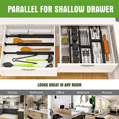 Bamboo Drawer Dividers Organizers (Black)