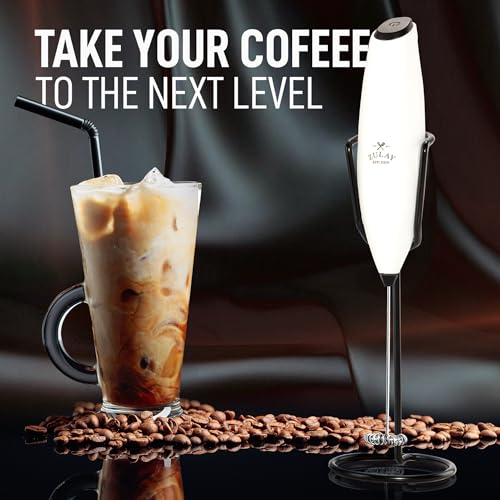 Powerful Milk Frother Wand With Duracell Batteries (Gift Box White & Black / Z1 Motor + Batteries)