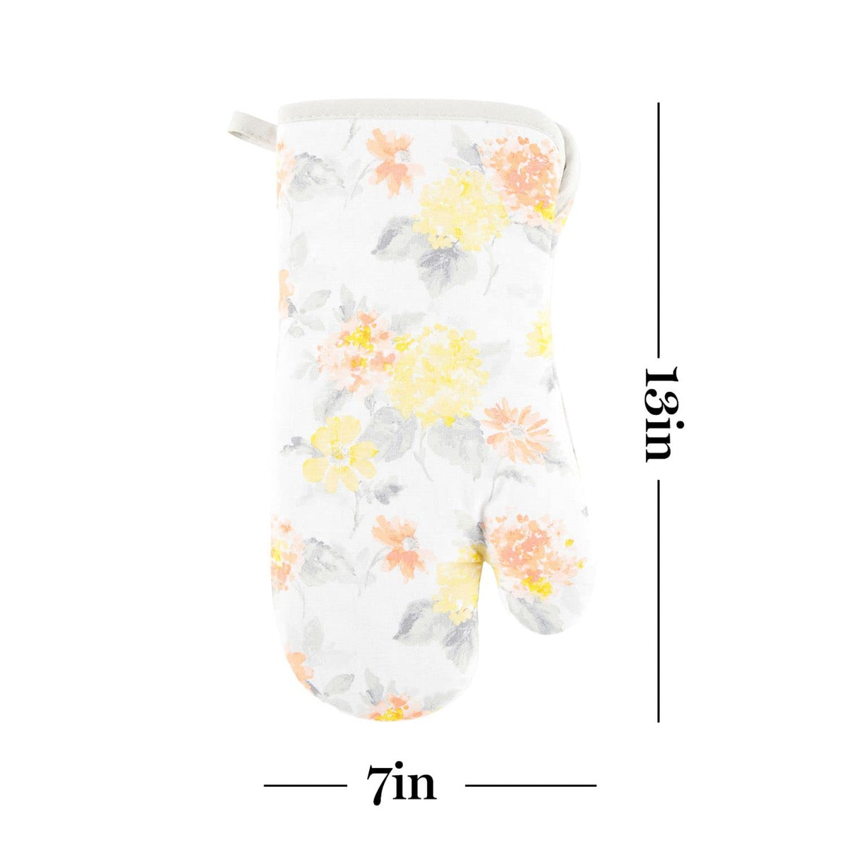 Amber Floral Oven Mitt & Pot Holder Set 2 (Yellow/Coral)