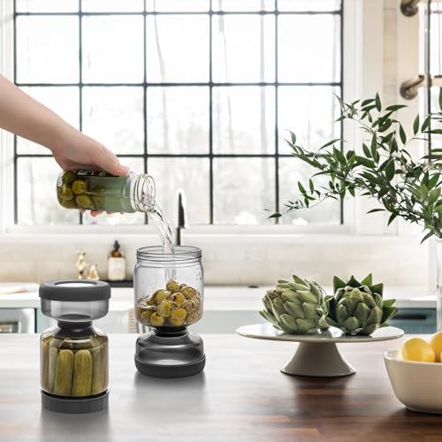 Pickle Jar with Strainer Flip (34oz Smoky Grey Pickle jar)
