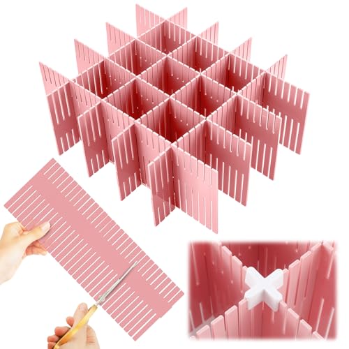 15 Pcs 5.12 Tall Drawer Divider Adjustable Drawer Organizer (Pink)