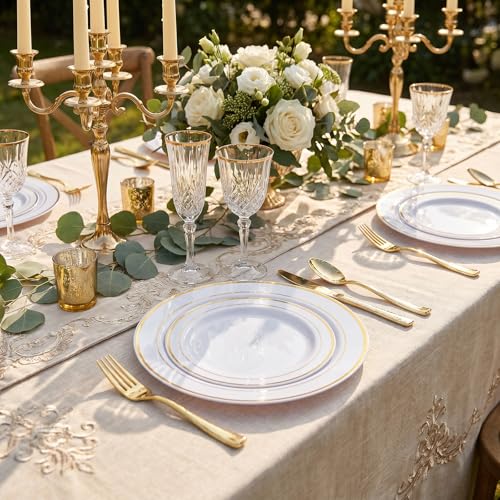 102 Pcs Gold Plastic Plates (102 Pieces / Gold)