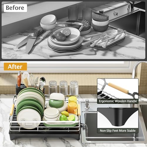 Dish Drying Rack for Kitchen Counter (Silver)