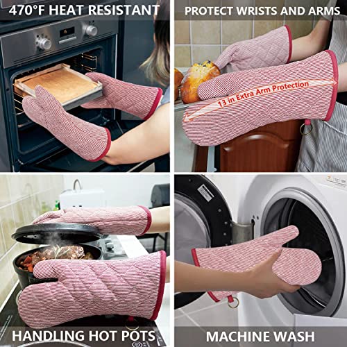 Yarn Dyed Oven Mitts 1 Pair (Oven Mitts - Red 2)