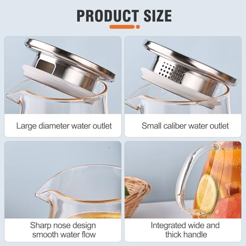 2500ml Glass Pitcher with Lid (88oz)