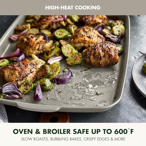 Premiere Ovenware Healthy Ceramic Nonstick 18" x 13" Half Rectangular Baking Pan (18" x 13" Half Sheet Pan / Taupe)