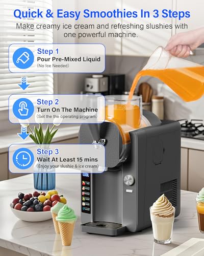 Slush Machine & Ice Cream Maker Machine 2 (75OZ 2-IN-1 - Grey)