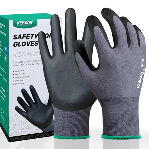 W5 Foam Nitrile Coated Work Gloves for Men & Women (12 Count)