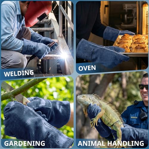 14 Inch Welding Gloves (14" L-Blue)