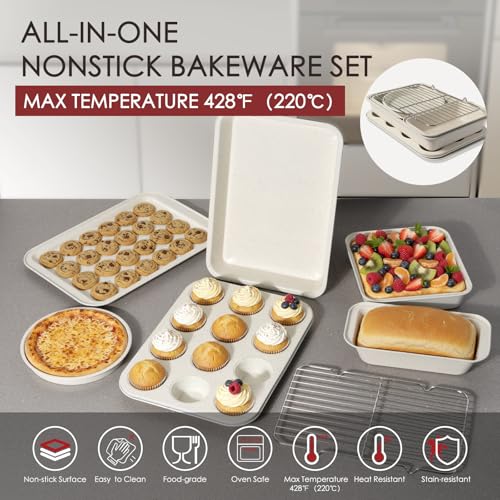 31 Piece Pots and Pans Set Non Stick Kitchen Cookware Sets (Cream White / 31 Pieces)
