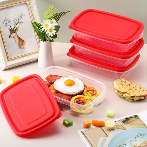 18 Pcs 33 oz Plastic Food Storage Containers with Lids (Red)